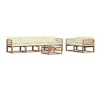 vidaXL Ensemble de canapés d'extérieur 7 pcs Naturel et Crème, Canapé de Jardin, sectionnel Moderne, mobilier extérieur Durable, Confort terrasse, idéal pour se détendre