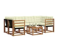 vidaXL Ensemble de canapés d'extérieur 7 pcs Naturel et Crème, Canapé Moderne pour Jardin, Ensemble Confortable pour Patio, mobilier Acacia stylé, résistant aux intempéries