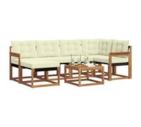 vidaXL Ensemble de canapés d'extérieur 7 pcs Naturel et Crème, Ensemble de canapés de Jardin, Meubles Modernes d'extérieur pour se détendre, résistant aux intempéries et Confortable