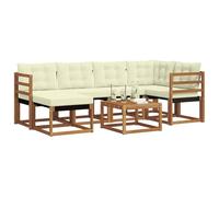 vidaXL Ensemble de canapés d'extérieur 7 pcs Naturel et Crème, Ensemble de canapés de Jardin, Meubles Modernes d'extérieur pour se détendre, résistant aux intempéries et Confortable