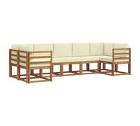 vidaXL Ensemble de canapés d'extérieur 7 pcs Naturel et Crème, Ensemble de canapés modernes d'extérieur, sectionnel de patio, salon de jardin, meubles en bois d'acacia, assises pour arrière-cour, terr