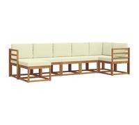 vidaXL Ensemble de canapés d'extérieur 7 pcs Naturel et Crème, Ensemble de canapés modulaires en bois d'acacia, canapé sectionnel moderne pour jardins, mobilier d'extérieur flexible, arrangements loun