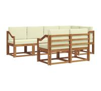vidaXL Ensemble de canapés d'extérieur 7 pcs Naturel et Crème, Ensemble de salon de jardin, canapé extérieur moderne, mobilier secret de patio confortable, sectionnel en bois massif et polyvalent pour