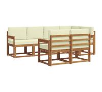 vidaXL Ensemble de canapés d'extérieur 7 pcs Naturel et Crème, Ensemble de salon de jardin, canapé extérieur moderne, mobilier secret de patio confortable, sectionnel en bois massif et polyvalent pour