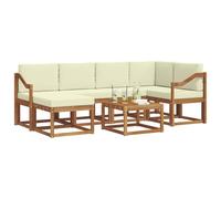 vidaXL Ensemble de canapés d'extérieur 7 pcs Naturel et Crème, Jardin, Moderne, Ensemble de canapé sectionnel d'extérieur Durable, Mobilier de Patio, Confort de Vie intérieure en terrasse