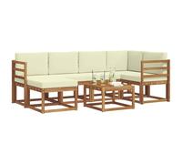 vidaXL Ensemble de canapés d'extérieur 7 pcs Naturel et Crème, Jardin, Moderne, Ensemble de canapé sectionnel d'extérieur Durable, Mobilier de Patio, Confort de Vie intérieure en terrasse