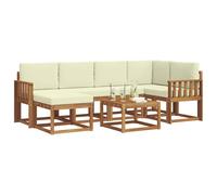 vidaXL Ensemble de canapés d'extérieur 7 pcs Naturel et Crème, Jardin, Moderne, Ensemble de canapé sectionnel d'extérieur Durable, Mobilier de Patio, Confort de Vie intérieure en terrasse