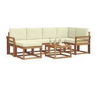 vidaXL Ensemble de canapés d'extérieur 7 pcs Naturel et Crème, Jardin, Moderne, Ensemble de canapé sectionnel d'extérieur Durable, Mobilier de Patio, Confort de Vie intérieure en terrasse