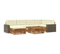 vidaXL Ensemble de canapés d'extérieur 7 pcs Naturel et Crème, Mobilier de Jardin, canapé Moderne pour extérieur, Ensemble sectionnel résistant, Salon terrasse, assises Confortables