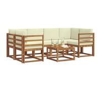 vidaXL – Ensemble de canapés d'extérieur 7 pcs – Naturel et crème