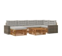 vidaXL Ensemble de canapés d'extérieur 7 pcs Naturel et Gris Clair, Canapé de Jardin Moderne, sectionnel résistant aux intempéries, idéal pour la terrasse, mobilier Lounge Confortable