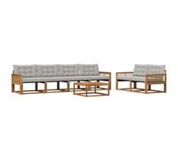 vidaXL Ensemble de canapés d'extérieur 7 pcs Naturel et Gris Clair, Canapé de Jardin, sectionnel Moderne, mobilier extérieur Durable, Confort terrasse, idéal pour se détendre