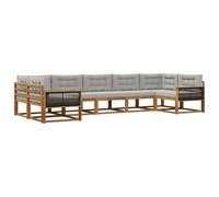 vidaXL Ensemble de canapés d'extérieur 7 pcs Naturel et Gris Clair, Canapé sectionnel Moderne, Salon de Jardin stylé, Meubles d’extérieur, résistant aux intempéries