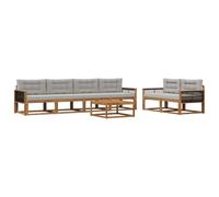 vidaXL Ensemble de canapés d'extérieur 7 pcs Naturel et Gris Clair, Canapés d'extérieur Modernes, mobilier de Patio Durable, sectionnels de Jardin, déco pour Salon au Bord de la Piscine