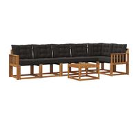 vidaXL Ensemble de canapés d'extérieur 7 pcs avec coussins Naturel et Noir