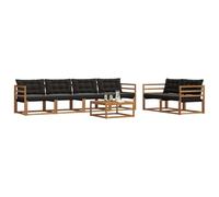 vidaXL Ensemble de canapés d'extérieur 7 pcs Naturel et Noir, Canapé de Jardin, sectionnel Moderne, mobilier extérieur Durable, Confort terrasse, idéal pour se détendre