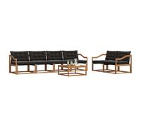 vidaXL Ensemble de canapés d'extérieur 7 pcs Naturel et Noir, Canapé de Jardin, sectionnel Moderne, mobilier extérieur Durable, Confort terrasse, idéal pour se détendre