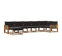 vidaXL Ensemble de canapés d'extérieur 7 pcs Naturel et Noir, Canapé d'extérieur élégant, Ensemble Moderne, mobilier résistant aux intempéries pour Le Confort du Jardin