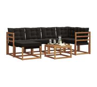 vidaXL Ensemble de canapés d'extérieur 7 pcs Naturel et Noir, Ensemble de canapés de Jardin, Meubles Modernes d'extérieur pour se détendre, résistant aux intempéries et Confortable