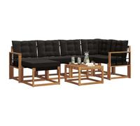 vidaXL Ensemble de canapés d'extérieur 7 pcs Naturel et Noir, Ensemble de canapés de Jardin, Meubles Modernes d'extérieur pour se détendre, résistant aux intempéries et Confortable
