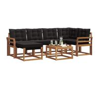 vidaXL Ensemble de canapés d'extérieur 7 pcs Naturel et Noir, Ensemble de canapés de Jardin, Meubles Modernes d'extérieur pour se détendre, résistant aux intempéries et Confortable