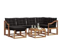 vidaXL Ensemble de canapés d'extérieur 7 pcs Naturel et Noir, Ensemble de canapés de Jardin, Meubles Modernes d'extérieur pour se détendre, résistant aux intempéries et Confortable