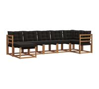 vidaXL Ensemble de canapés d'extérieur 7 pcs Naturel et Noir, Salon de Jardin Moderne, canapé Confortable près de la Piscine, mobilier résistant au Temps, Lounge Pratique
