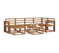 vidaXL Ensemble de canapés d'extérieur 7 pcs Naturel, Jardin, Moderne, Ensemble de canapé sectionnel d'extérieur Durable, Mobilier de Patio, Confort de Vie intérieure en terrasse