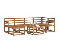 vidaXL Ensemble de canapés d'extérieur 7 pcs Naturel, Jardin, Moderne, Ensemble de canapé sectionnel d'extérieur Durable, Mobilier de Patio, Confort de Vie intérieure en terrasse