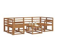 vidaXL Ensemble de canapés d'extérieur 7 pcs Naturel, Salon de Jardin d'extérieur, Ensemble de canapés sectionnels Modernes, Meubles de Piscine durables, agencement en Bois pour la détente