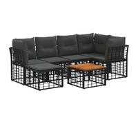 vidaXL Ensemble de canapés d'extérieur 7 pcs Noir et Gris foncé, Canapé modulable pour extérieur, Design Moderne, résiste au Temps, Pieds Ajustables, mobilier de Jardin Comfy