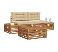 vidaXL Ensemble de canapés d'extérieur 7 Pièce Naturel et Beige, Canapé de Jardin, canapé modulable Moderne, Ensemble élégant, mobilier extérieur pour se détendre