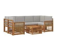 vidaXL Ensemble de canapés d'extérieur 7 pièces naturel et gris clair, ensemble de canapés modernes pour jardin, meubles sectionnels résistants, idéal pour terrasse et confort