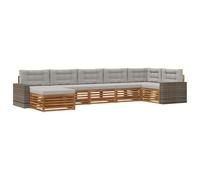 vidaXL Ensemble de canapés d'extérieur 7 pièces naturel et gris clair, meubles modernes d'extérieur, salon résistant aux intempéries, ensemble de terrasses confortables