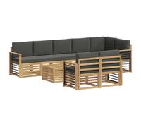 vidaXL Ensemble de canapés d'extérieur 8 pcs Blanc et Anthracite, Canapé de Jardin, canapé modulaire, mobilier extérieur Moderne, Salon de terrasse, Couchage Acacia Marron