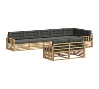 vidaXL Ensemble de canapés d'extérieur 8 pcs Blanc et Anthracite, Canapé modulaire d'extérieur, Fauteuil de Jardin Robuste, Meubles Acacia Moderne, sièges Flexibles pour la terrasse