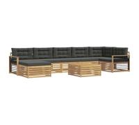 vidaXL Ensemble de canapés d'extérieur 8 pcs Blanc et Anthracite, Salon de Jardin Moderne, canapé sectionnel, mobilier résistant aux intempéries pour se détendre au Soleil