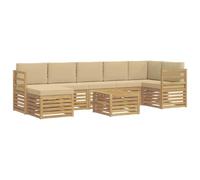 vidaXL Ensemble de canapés d'extérieur 8 pcs Blanc et Beige, Canapé de Jardin, Ensemble sectionnel Moderne, mobilier Durable pour terrasse, Confort et détente en extérieur