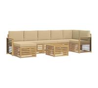 vidaXL Ensemble de canapés d'extérieur 8 pcs Blanc et Beige, Canapé de Jardin, Ensemble sectionnel Moderne, mobilier Durable pour terrasse, Confort et détente en extérieur