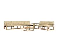 vidaXL Ensemble de canapés d'extérieur 8 pcs Blanc et Beige, Canapé de Jardin, mobilier Moderne, sectionnel, Confort pour terrasse, Coin Lounge extérieur