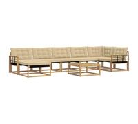 vidaXL Ensemble de canapés d'extérieur 8 pcs Blanc et Beige, Canapé d'extérieur Moderne et Durable, mobilier de Jardin Relaxant, Assise Ergonomique, résistant aux intempéries