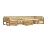 vidaXL Ensemble de canapés d'extérieur 8 pcs Blanc et Beige, Canapé extérieur Moderne, mobilier sectionnel, détente en terrasse, Confort au Jardin