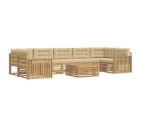vidaXL Ensemble de canapés d'extérieur 8 pcs Blanc et Beige, Canapé extérieur Moderne, mobilier sectionnel, détente en terrasse, Confort au Jardin