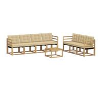 vidaXL Ensemble de canapés d'extérieur 8 pcs Blanc et Beige, Canapé Moderne d'extérieur, Meuble de Jardin résistant, Ensemble de Patio, Coin Lounge pour Un Confort Relaxant