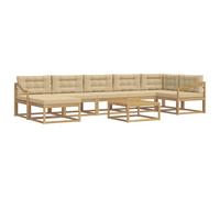 vidaXL Ensemble de canapés d'extérieur 8 pcs Blanc et Beige, Ensemble de canapé extérieur en Acacia, mobilier de Jardin modulable, sièges Confortables au Bord de la Piscine