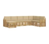 vidaXL Ensemble de canapés d'extérieur 8 pcs Blanc et Beige, Mobilier de Jardin, canapé Moderne, Ensemble Confortable pour terrasse, Coin Lounge, résistant et stylé