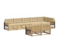 vidaXL Ensemble de canapés d'extérieur 8 pcs Blanc et Beige Polyester, Canapé modulaire d'extérieur, Fauteuil de Jardin Robuste, Meubles Acacia Moderne, sièges Flexibles pour la terrasse