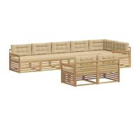 vidaXL Ensemble de canapés d'extérieur 8 pcs Blanc et Beige Polyester, Canapé modulaire d'extérieur, Fauteuil de Jardin Robuste, Meubles Acacia Moderne, sièges Flexibles pour la terrasse