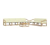 vidaXL Ensemble de canapés d'extérieur 8 pcs Blanc et crème, Canapé de Jardin, mobilier Moderne, sectionnel, Confort pour terrasse, Coin Lounge extérieur