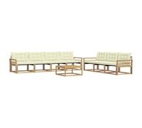 vidaXL Ensemble de canapés d'extérieur 8 pcs Blanc et crème, Canapé de Jardin, mobilier Moderne, sectionnel, Confort pour terrasse, Coin Lounge extérieur
